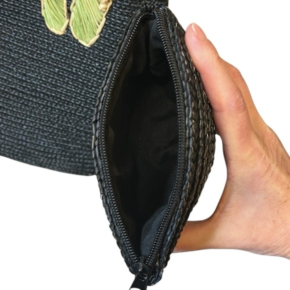 Straw Woven Black Beach Summer Large Tote with Flip Flops design + small bag - Picture 13 of 15